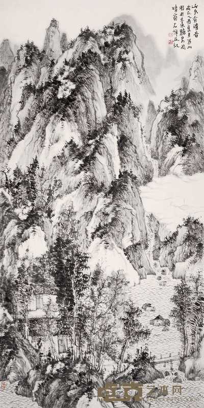 石峰 2005年作 山水有清音 镜心 136×68cm